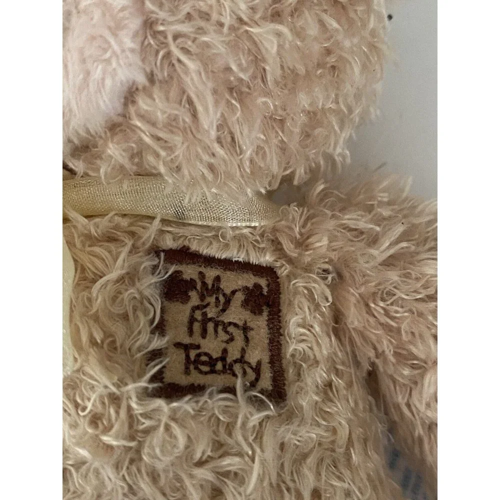My First Teddy Bear Plush Stuffed Beige Satin 8